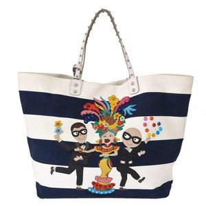 DOLCE & GABBANA Blue Canvas #dgfamily Shopping BEATRICE Bag